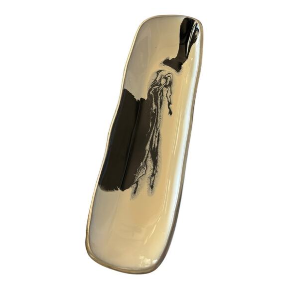 Nima Oberoi Lunares Rectangular Serving Dish Tray Black & White 11x3" - Picture 2 of 5